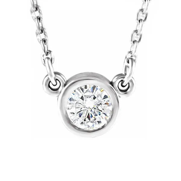 14K Yellow Gold 4 mm Solitaire Moissanite Necklace