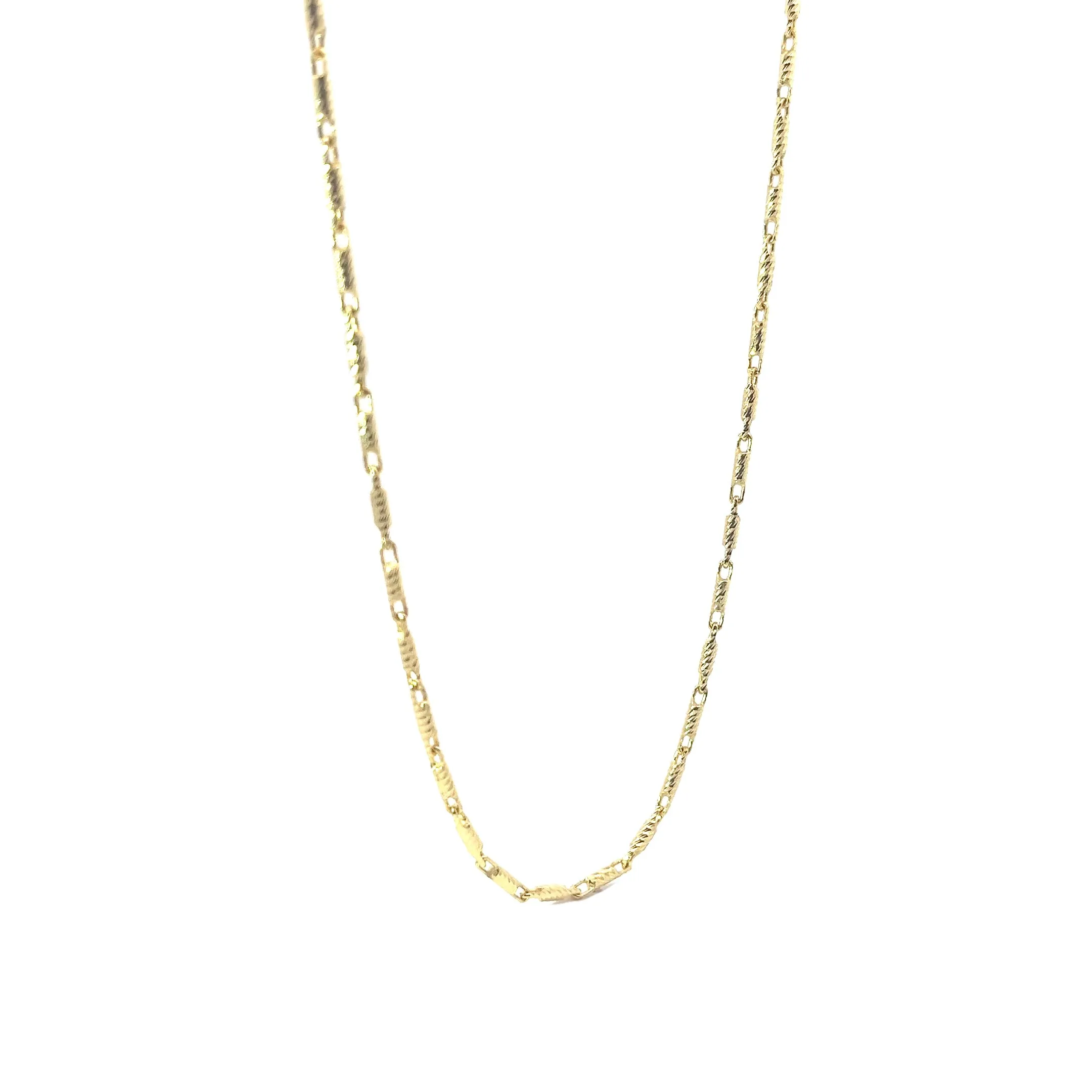 14K YELLOW GOLD DIAMOND CUT BARREL LINK 14.4 GRAM 2MM 22 INCH