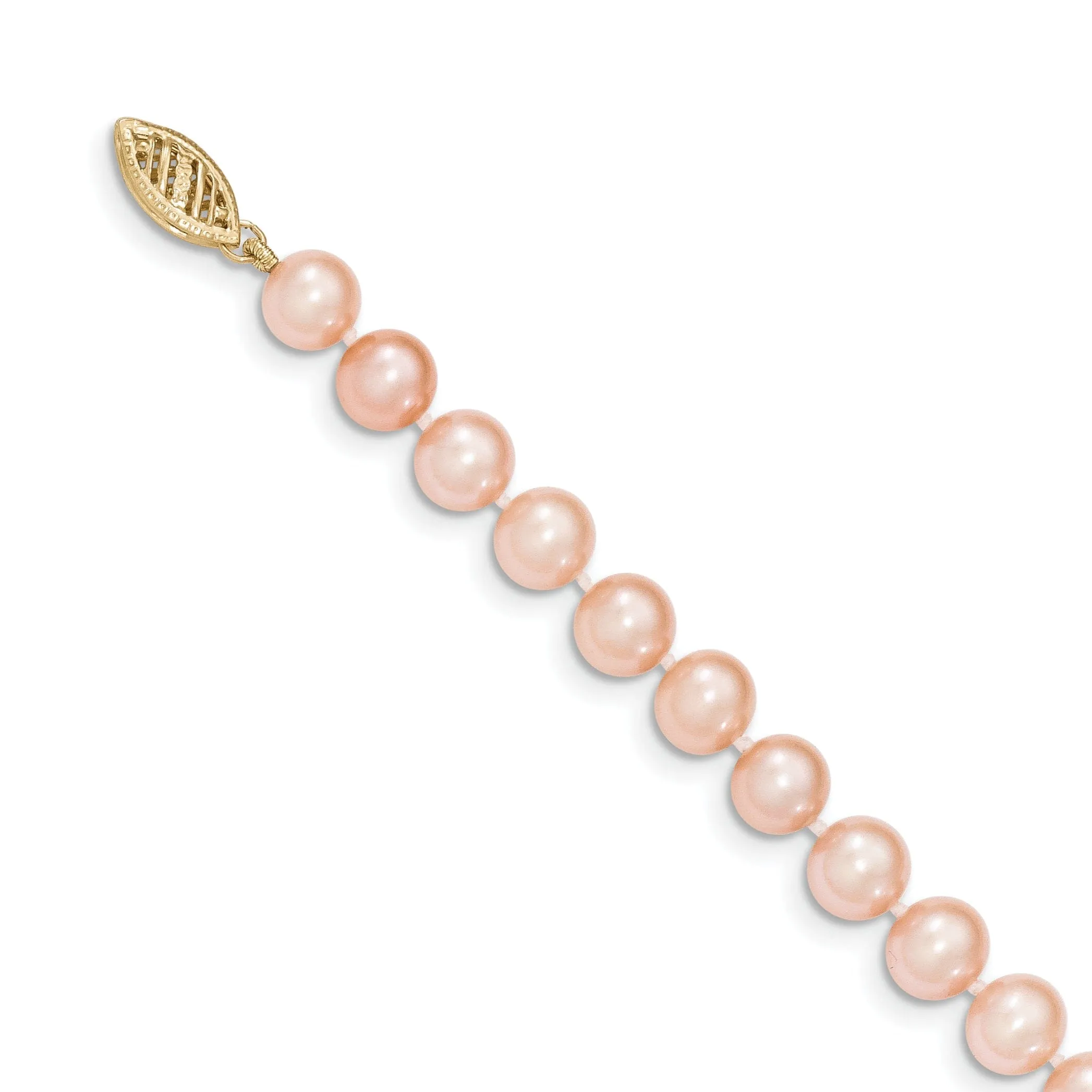 14k Yellow Gold Pink Freshwater Pearl Necklace