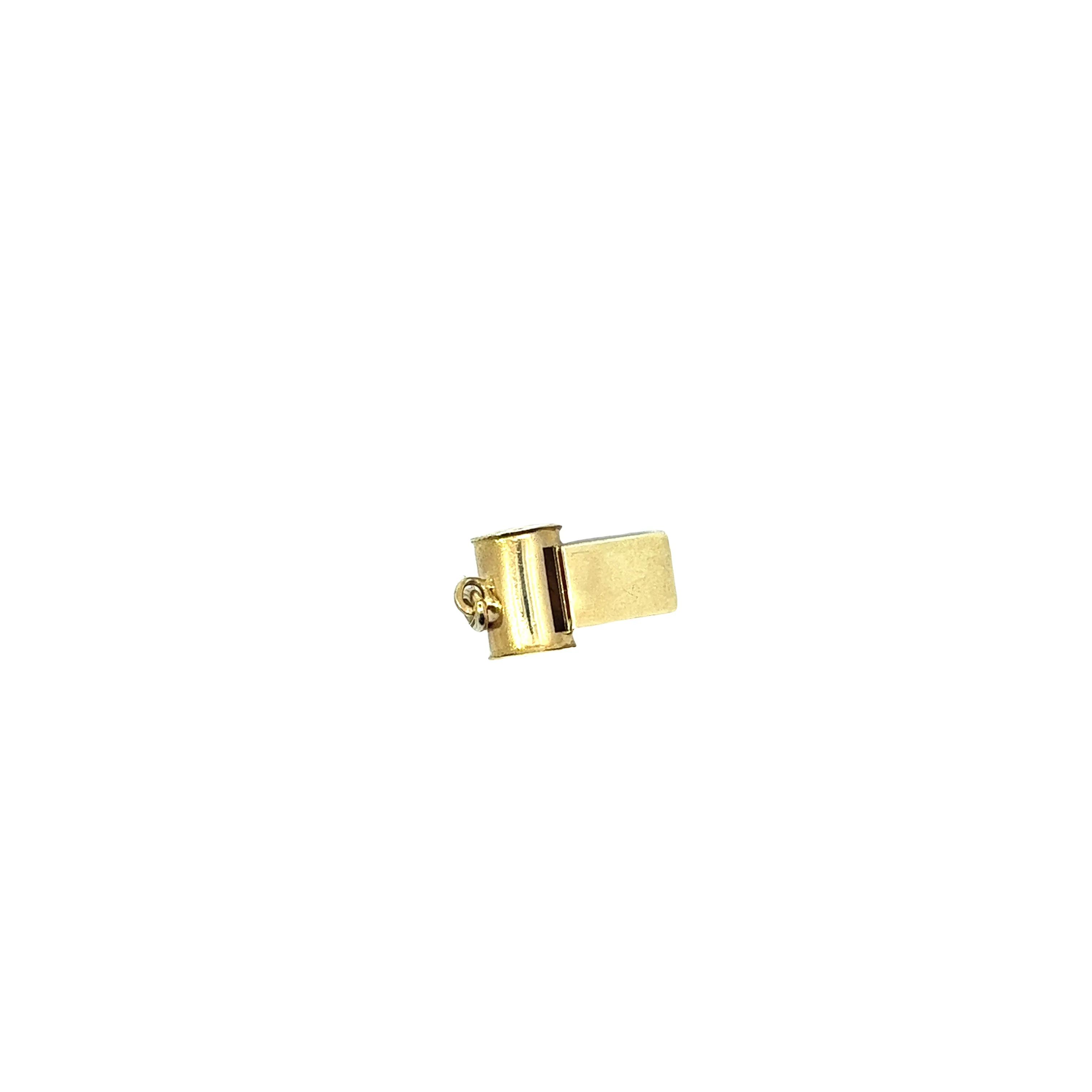 14k Yellow Gold Whistle Charm Vintage Necklace