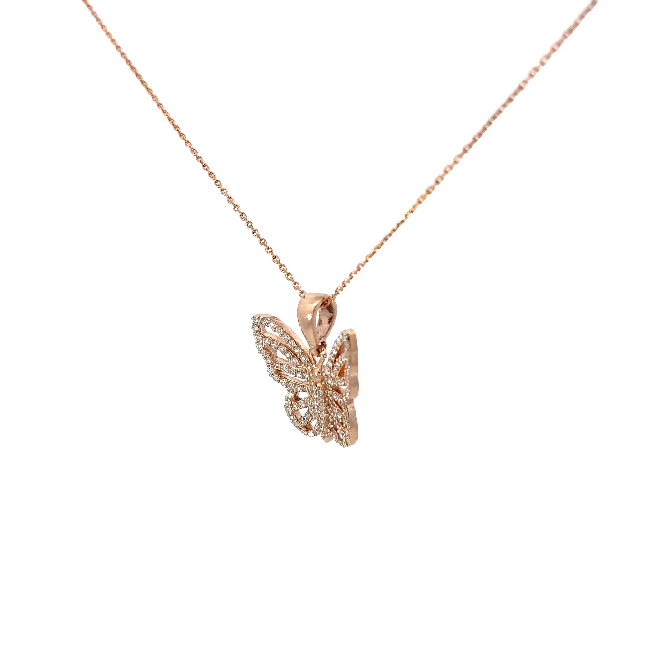 14KR .75CT GVS2 BUTTERFLY DIAMOND PENDANT