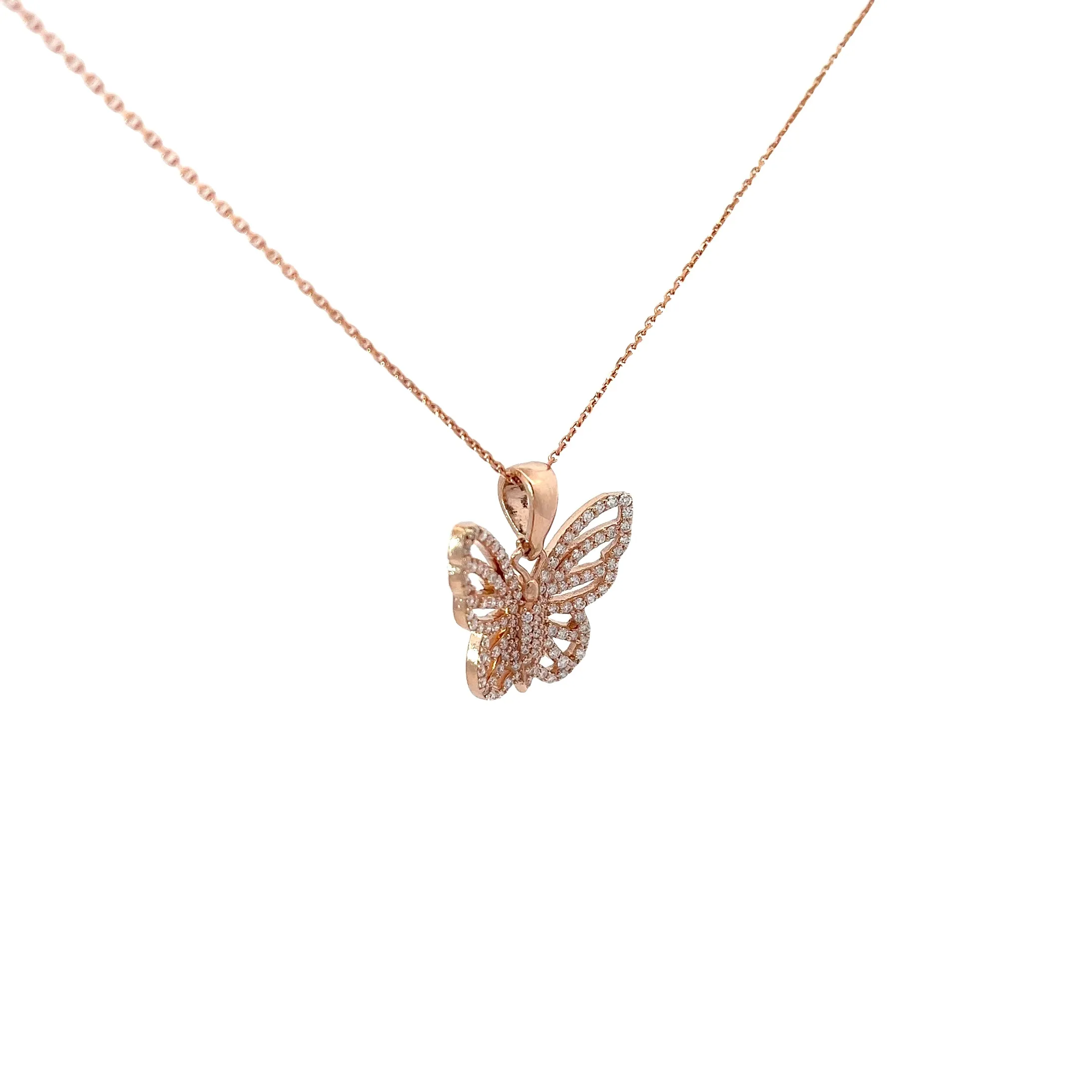 14KR .75CT GVS2 BUTTERFLY DIAMOND PENDANT