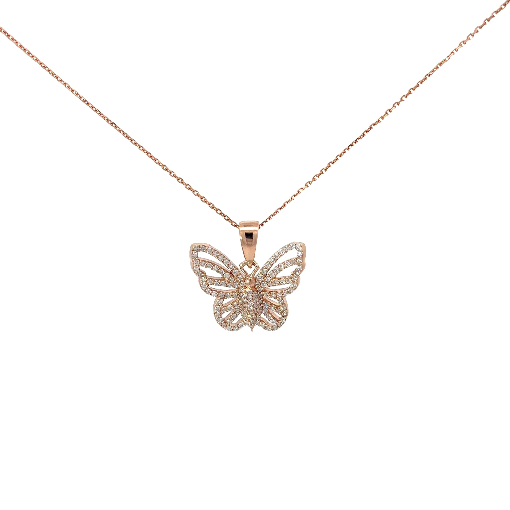 14KR .75CT GVS2 BUTTERFLY DIAMOND PENDANT