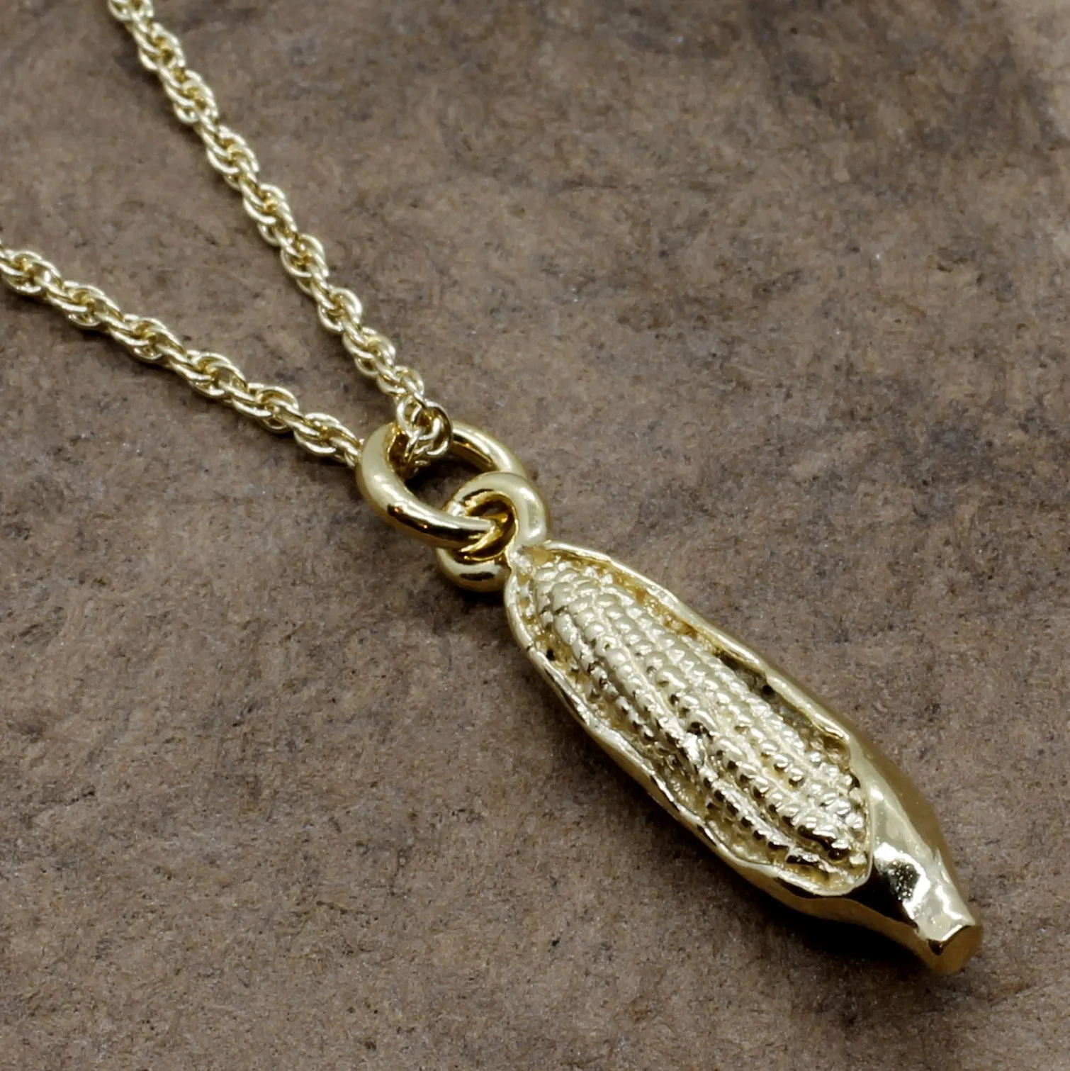 14kt Gold Vermeil Ear Of Corn Cob Necklace