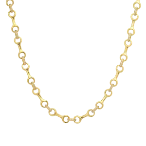 15 MM Double Beam Connector Necklace with Pave Diamonds