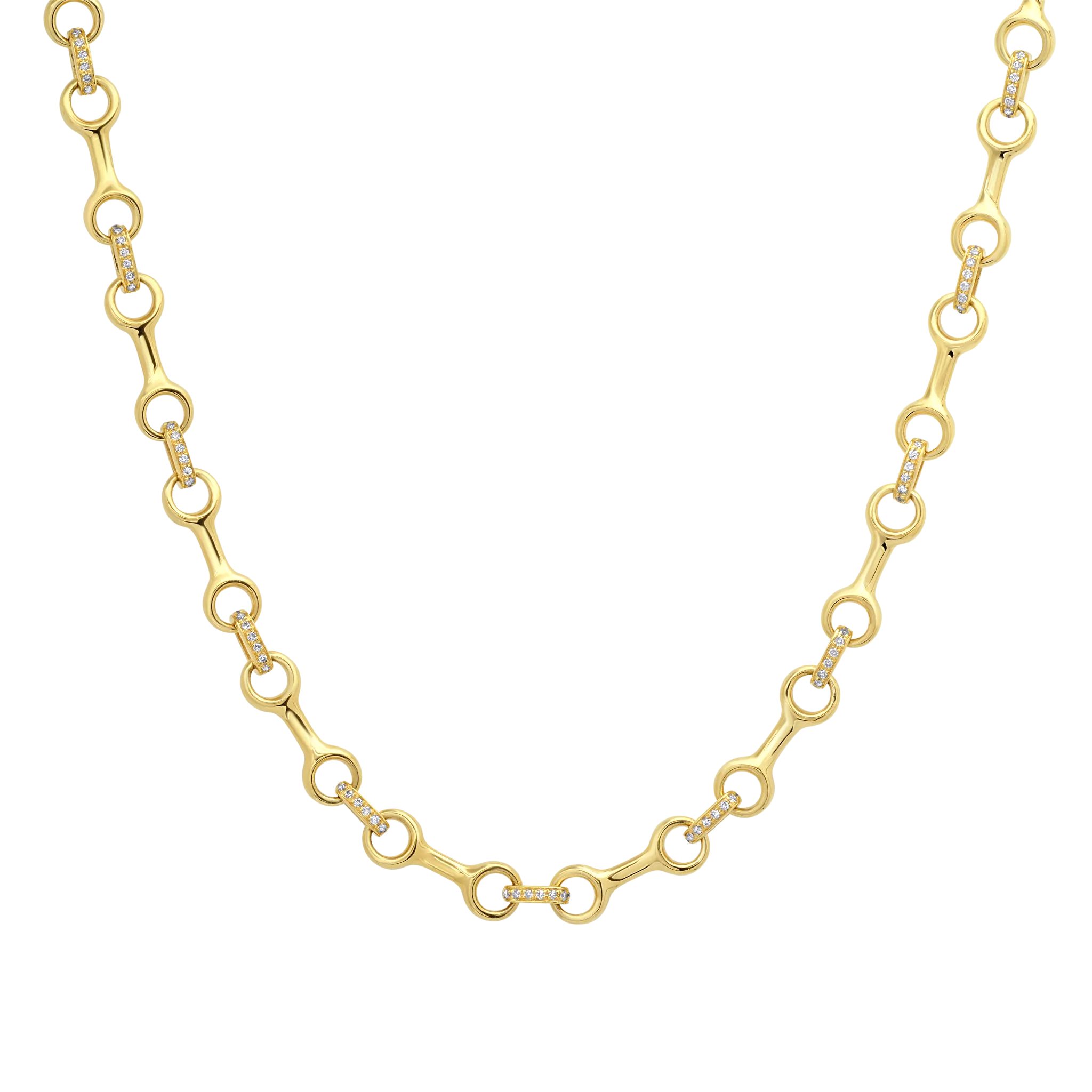 15 MM Double Beam Connector Necklace with Pave Diamonds
