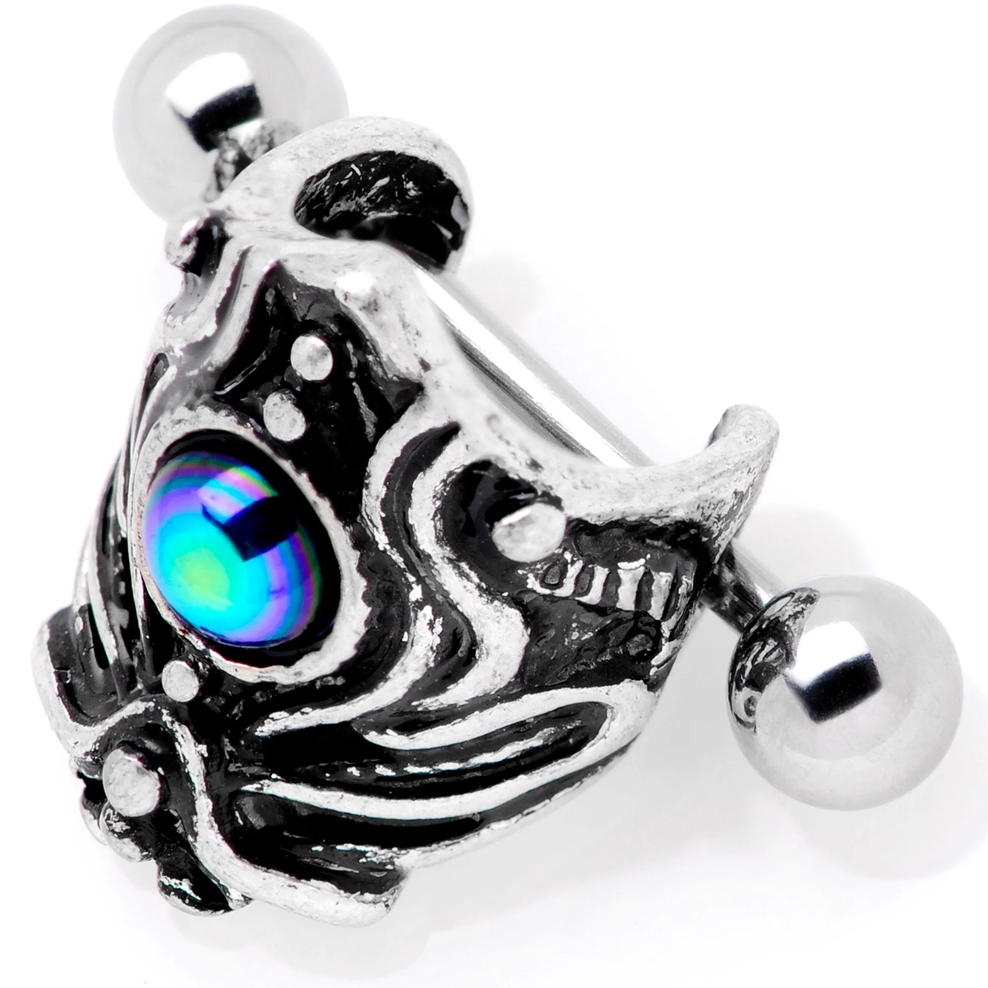 16 Gauge 1/2 Iridescent Blue Gem Tribal Cuff Cartilage Earring