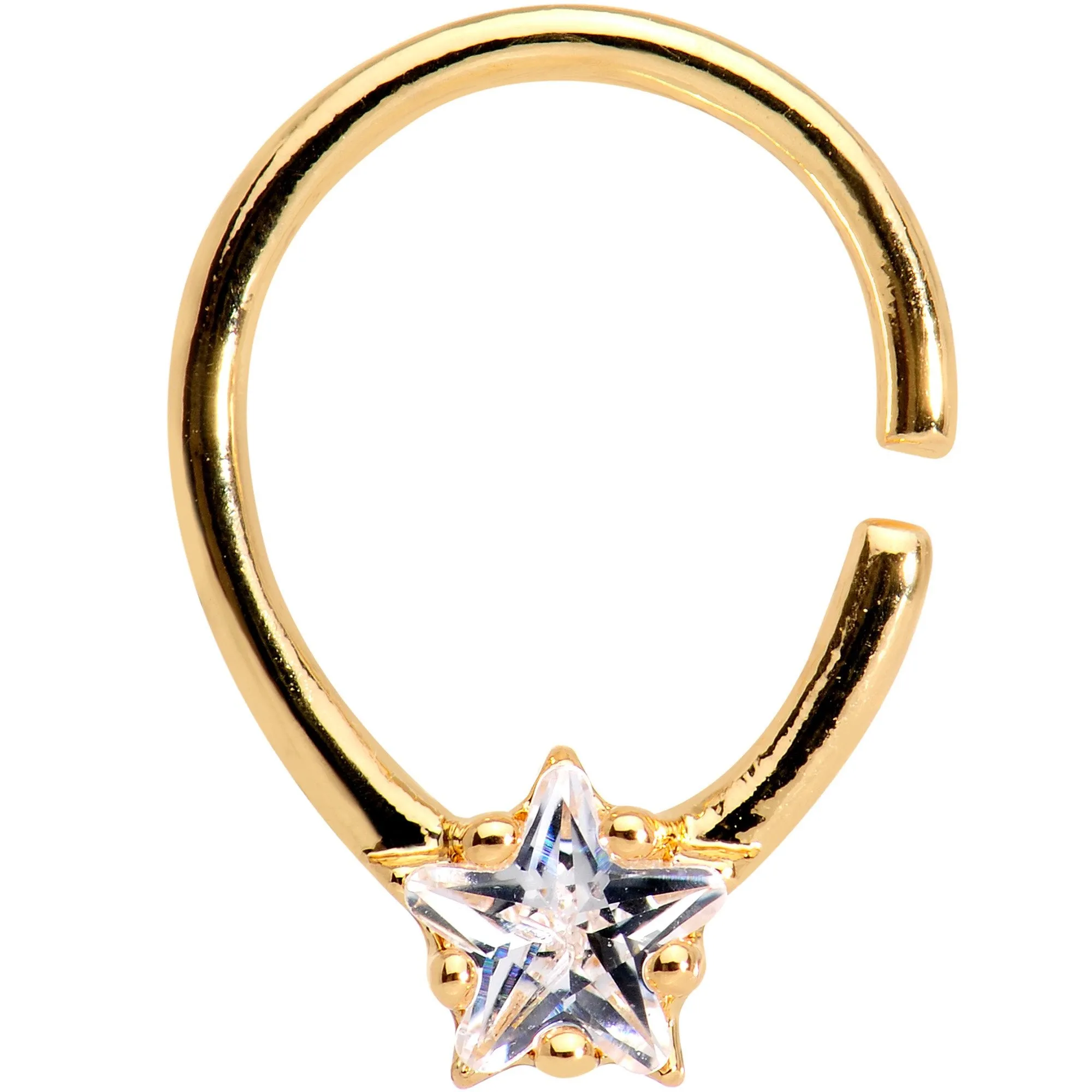 16 Gauge Clear CZ Gold Tone Stunning Star Seamless Circular Ring