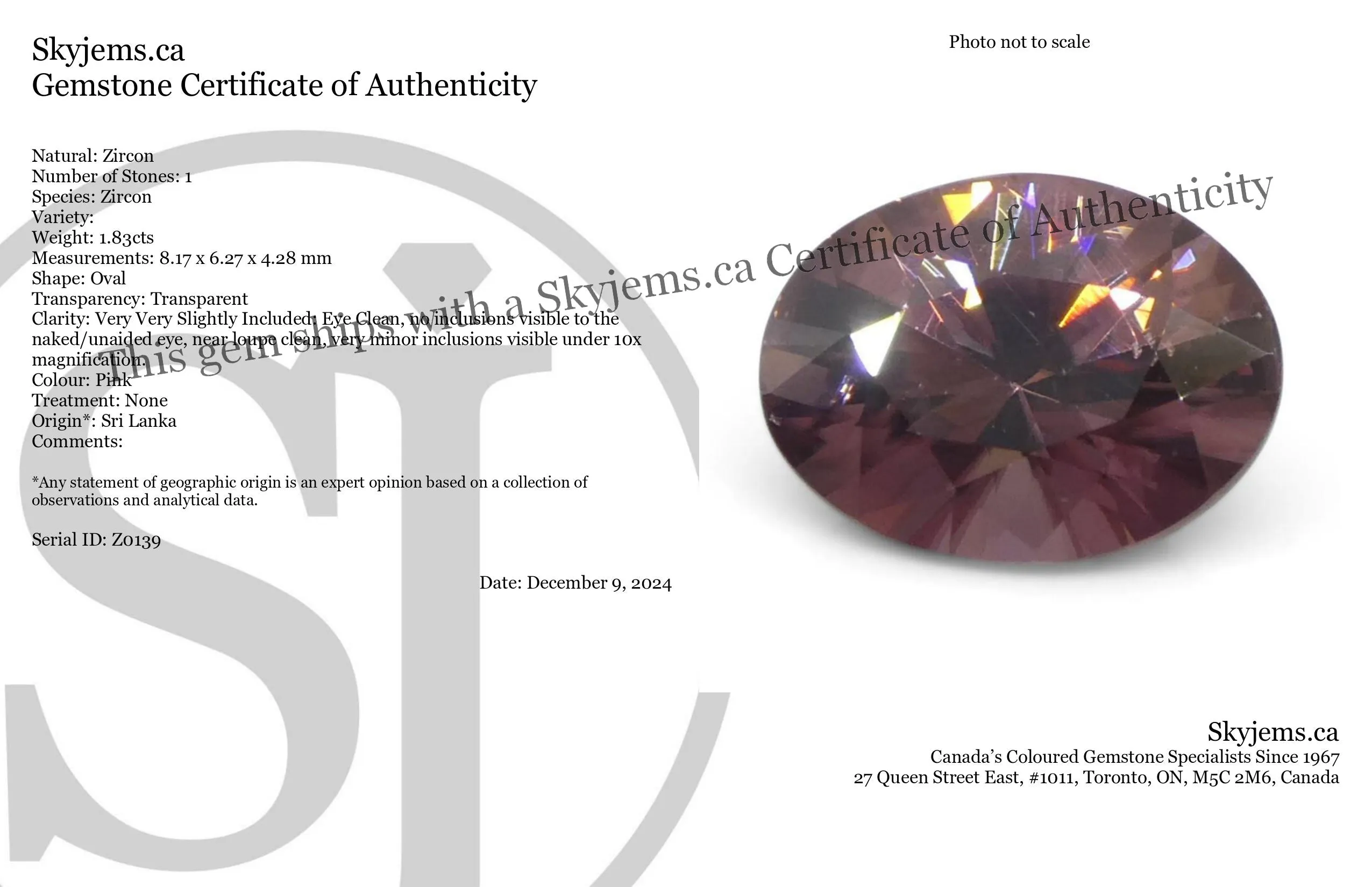 1.83ct Natural Earth Mined Oval Master Brilliant Cut Pink Zircon from Sri Lanka