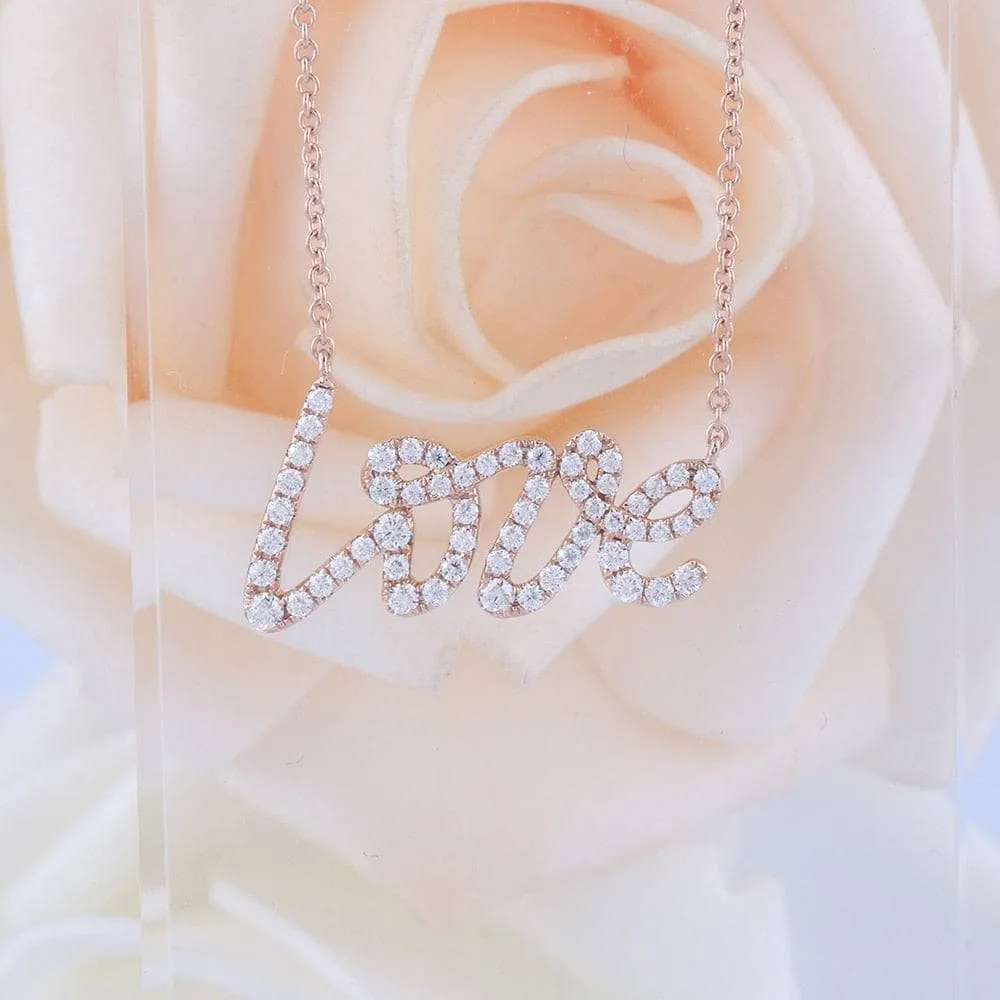 18k Rose Gold Love Diamond Necklace
