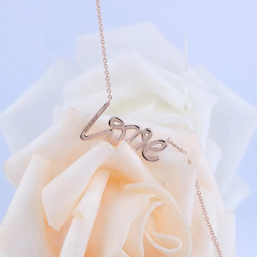 18k Rose Gold Love Diamond Necklace