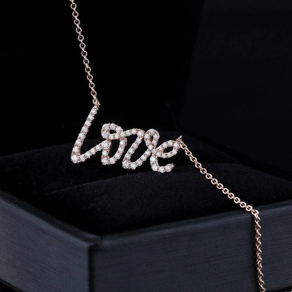 18k Rose Gold Love Diamond Necklace