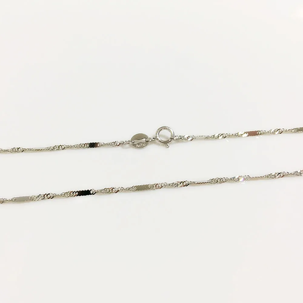 18K Solid Gold 1.3mm Water Chain Glossy Necklace Charm Jewelry 16in - 20in