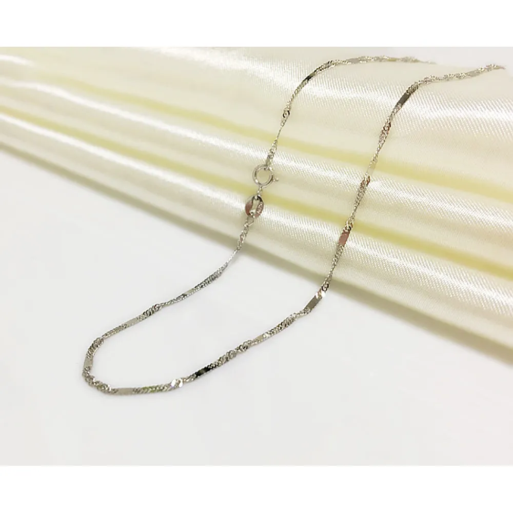 18K Solid Gold 1.3mm Water Chain Glossy Necklace Charm Jewelry 16in - 20in
