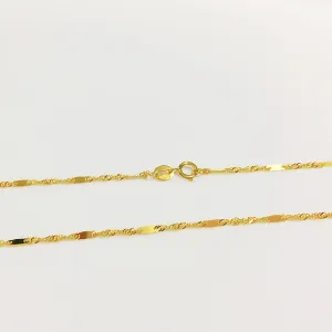 18K Solid Gold 1.3mm Water Chain Glossy Necklace Charm Jewelry 16in - 20in
