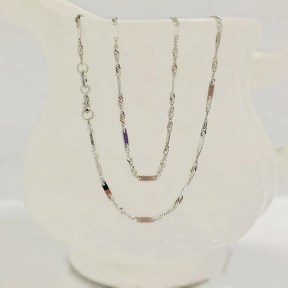 18K Solid Gold 1.3mm Water Chain Glossy Necklace Charm Jewelry 16in - 20in