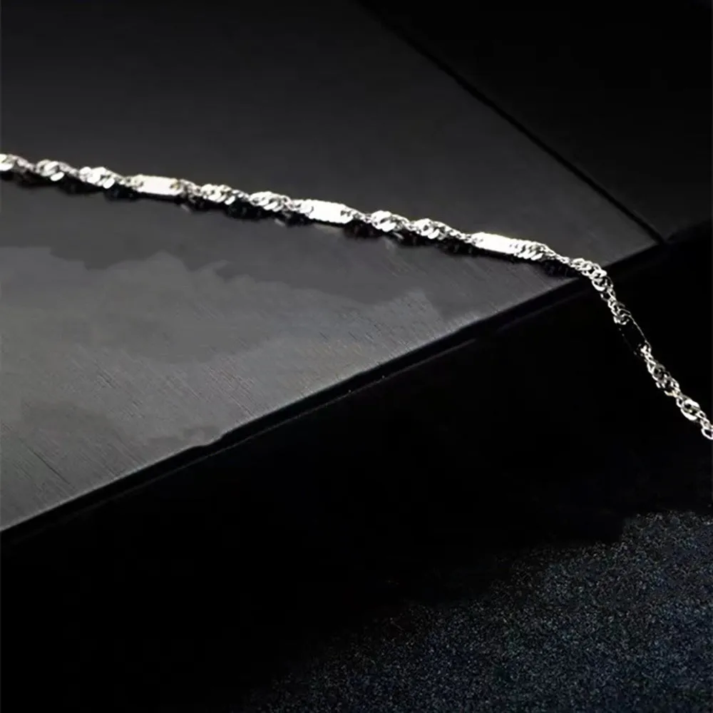 18K Solid Gold 1mm Water Chain Glossy Necklace Charm Jewelry 18in