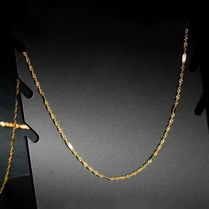 18K Solid Gold 1mm Water Chain Glossy Necklace Charm Jewelry 18in