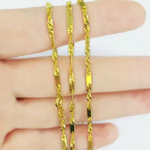18K Solid Gold 2mm Water Chain Glossy Necklace Charm Jewelry 16.5in - 20in