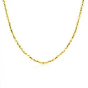 18K Solid Gold Bead Chain Necklace Glossy Beautiful Charm Choker Stamped Au750