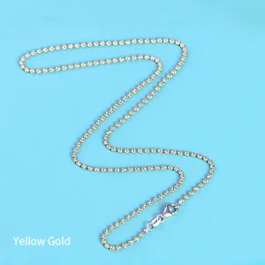 18K Solid Gold Bead Chain Necklace Glossy Beautiful Charm Jewelry 18"-24"