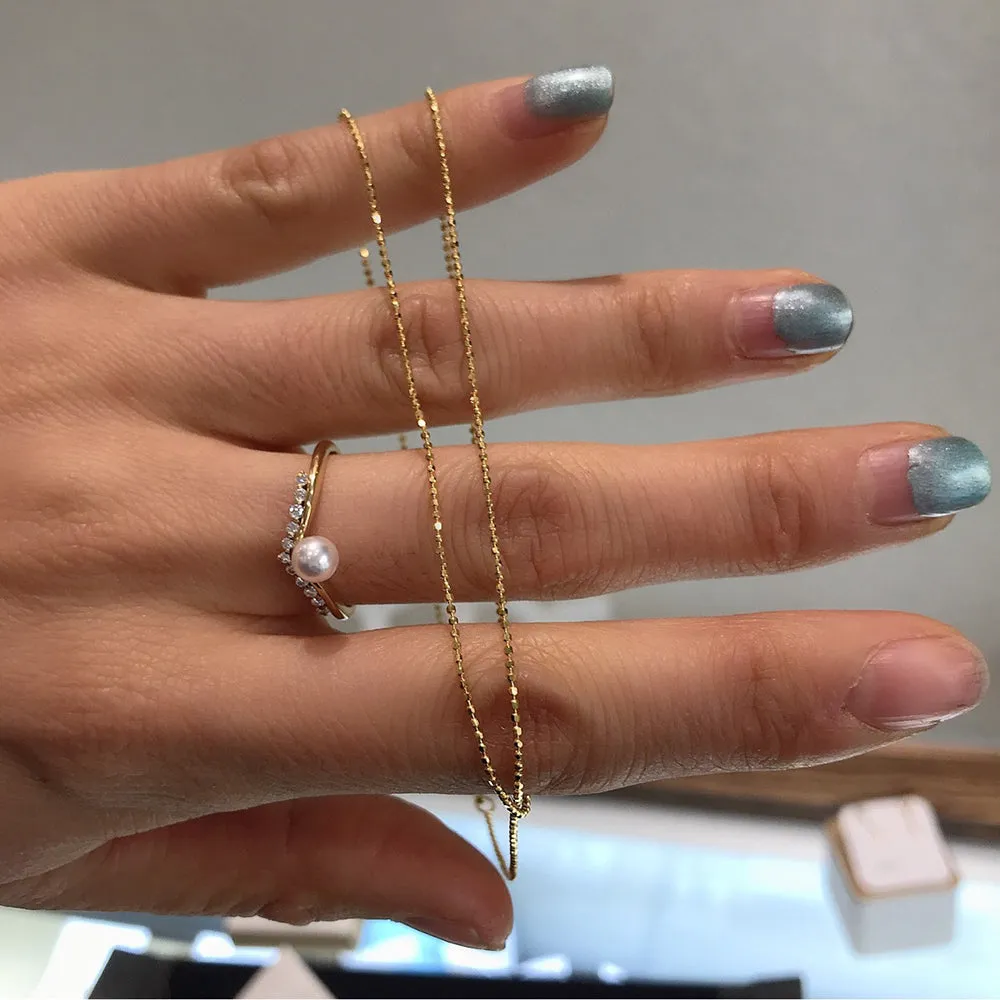 18K Solid Gold Bead Chain Necklace Glossy Beautiful Choker Jewelry Stamped Au750 18"