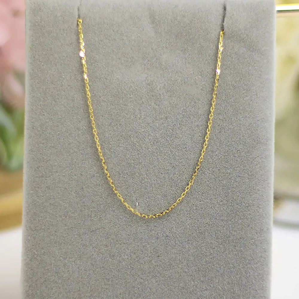 18K Solid Gold O Chain Necklace Glossy Beautiful Choker Jewelry Stamped Au750