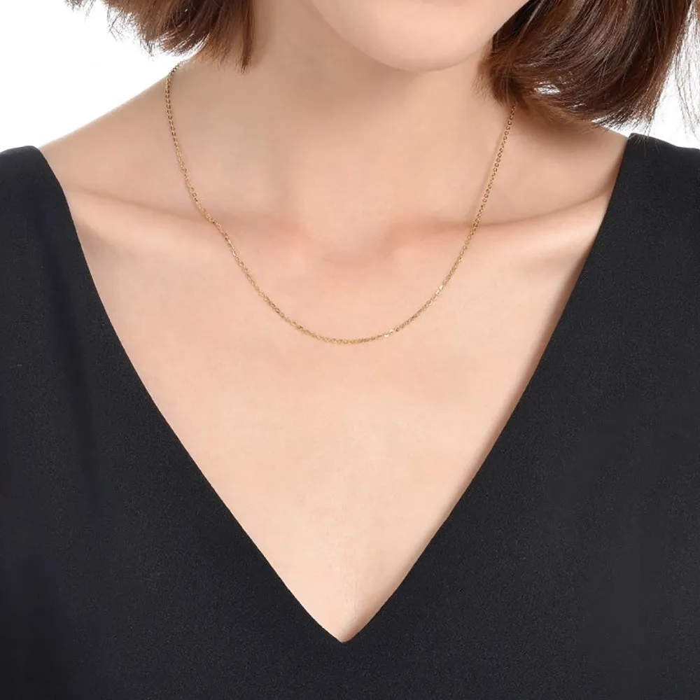 18K Solid Gold O Chain Necklace Glossy Beautiful Choker Jewelry Stamped Au750