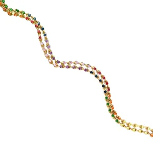 18k Yellow Gold Multi-Colored Sapphire Necklace