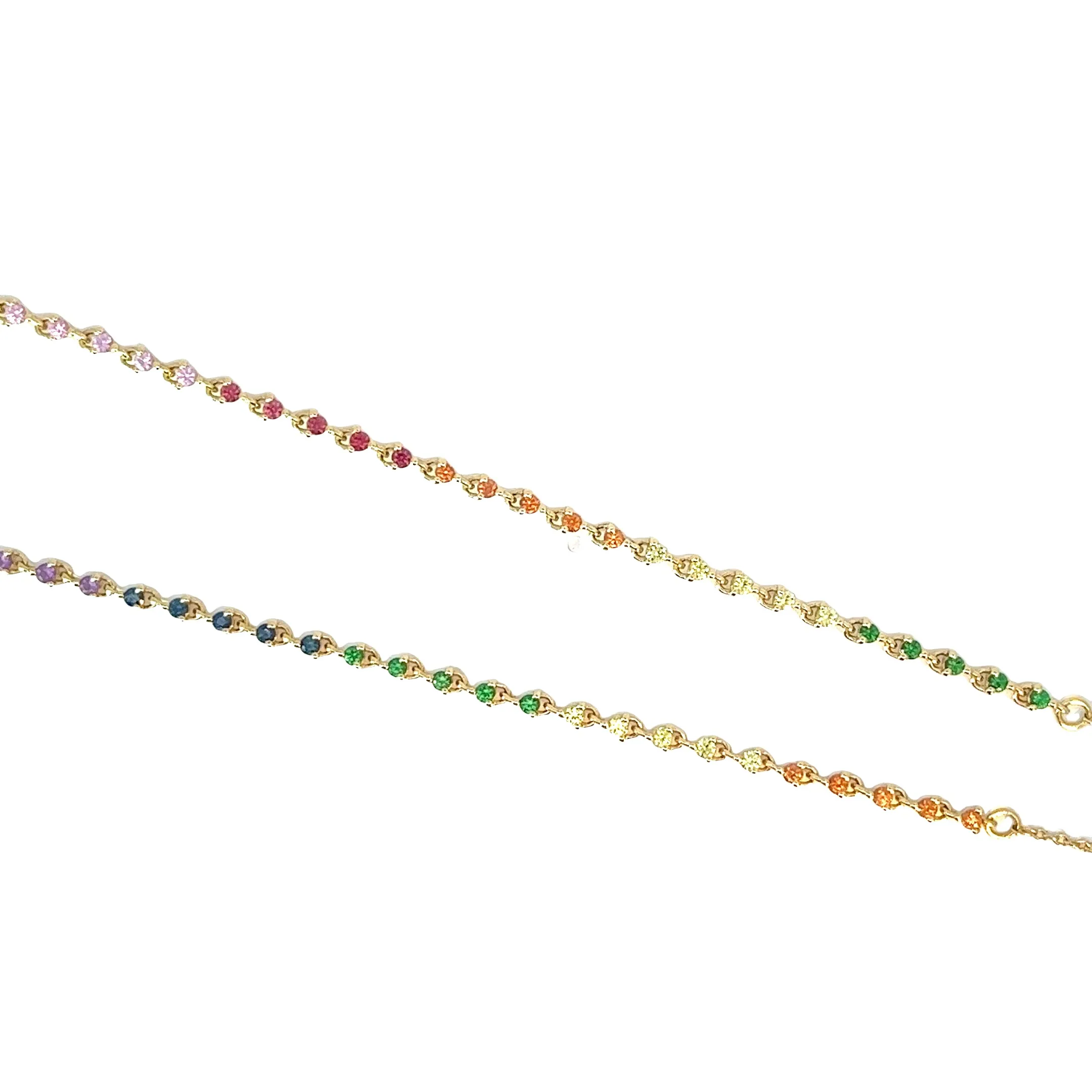 18k Yellow Gold Multi-Colored Sapphire Necklace
