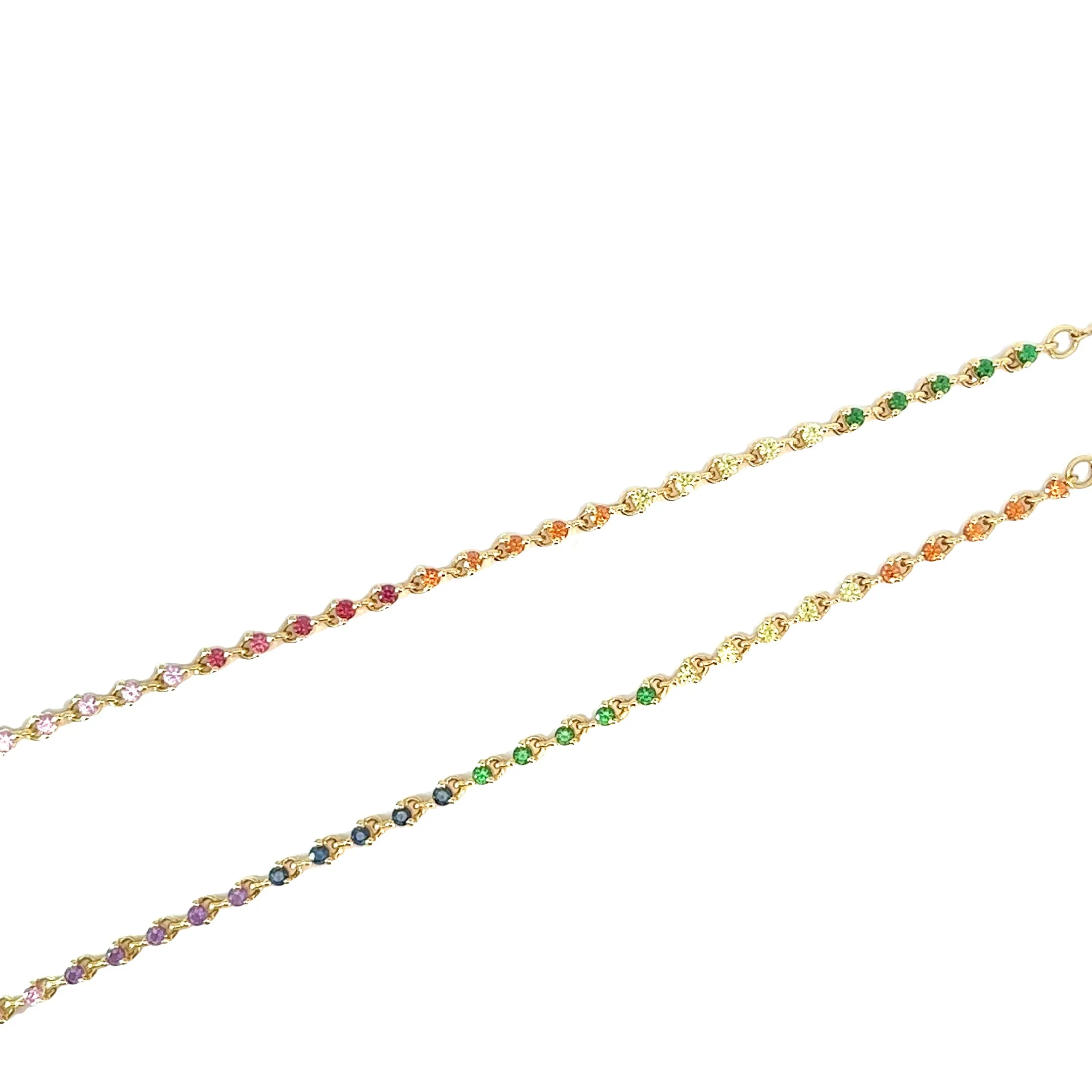 18k Yellow Gold Multi-Colored Sapphire Necklace