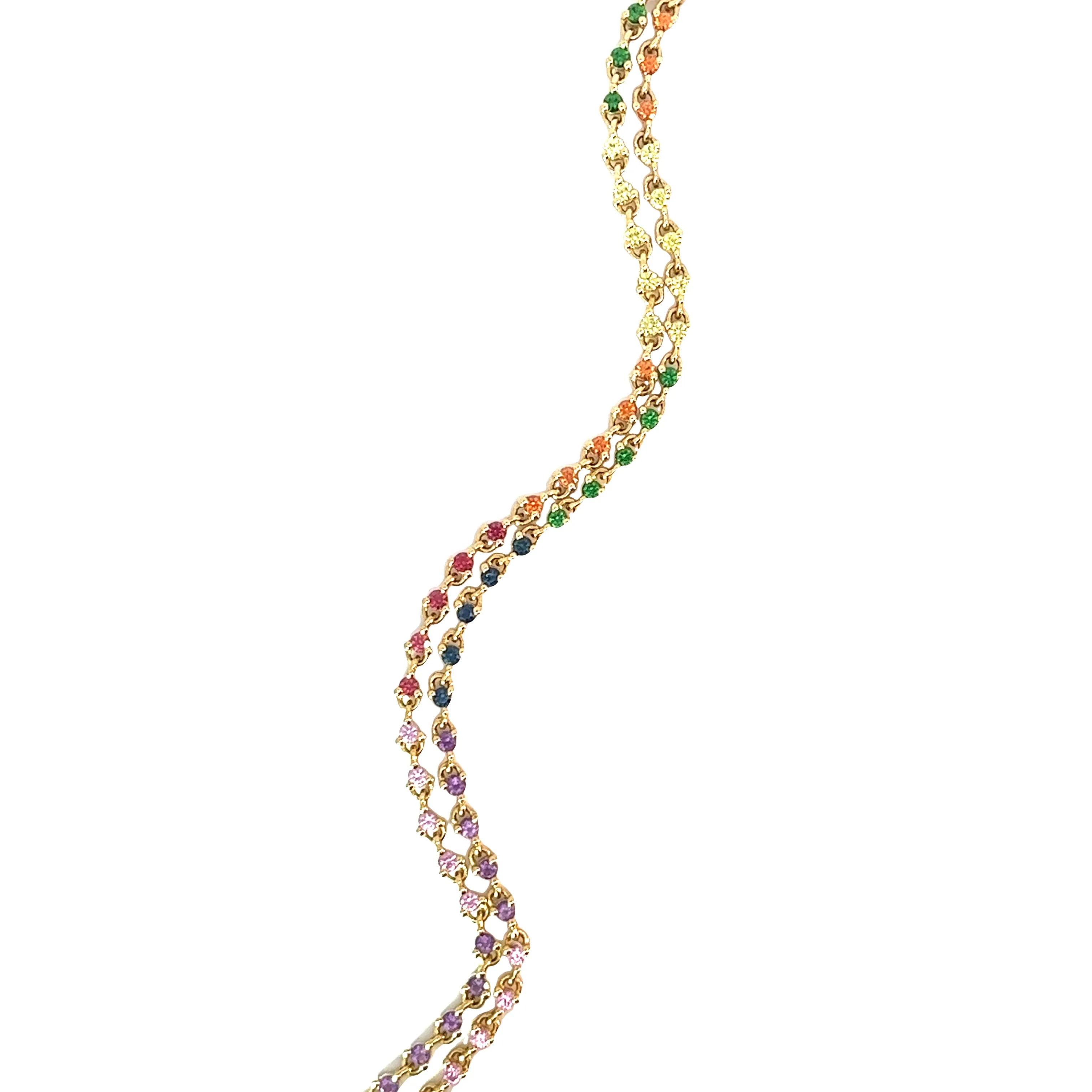 18k Yellow Gold Multi-Colored Sapphire Necklace