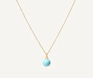 18K Yellow Gold Turquoise Pendant Necklace