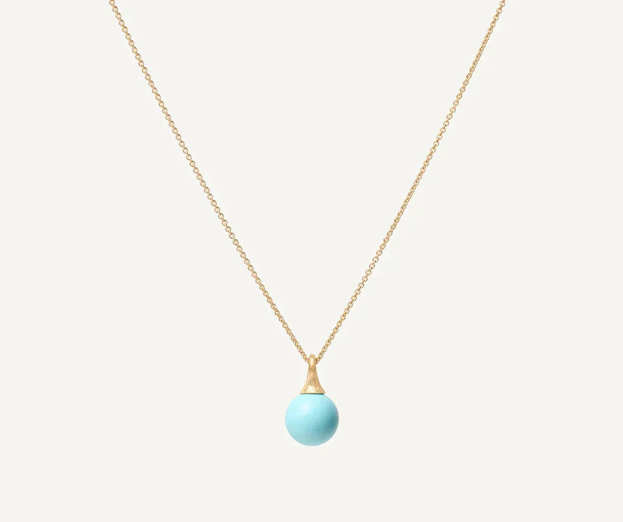 18K Yellow Gold Turquoise Pendant Necklace