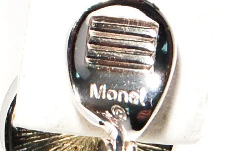 1980's Silver Hematite Earrings and Necklace Set by Monet