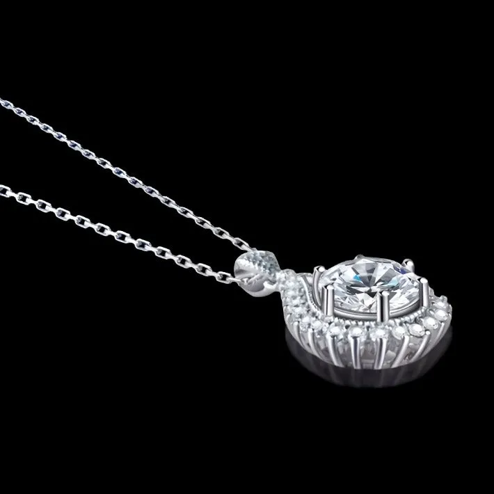 2.0 Ct Diamond Water Drop Shaped Pendant Necklace