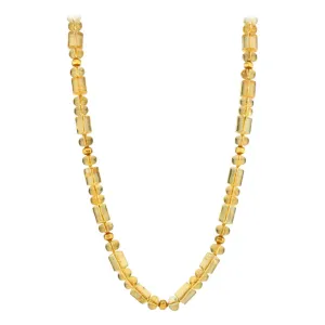 20-Inch Barrel-Shape Citrine Bead Necklace with 18k and 22k Yellow Gold Accents
