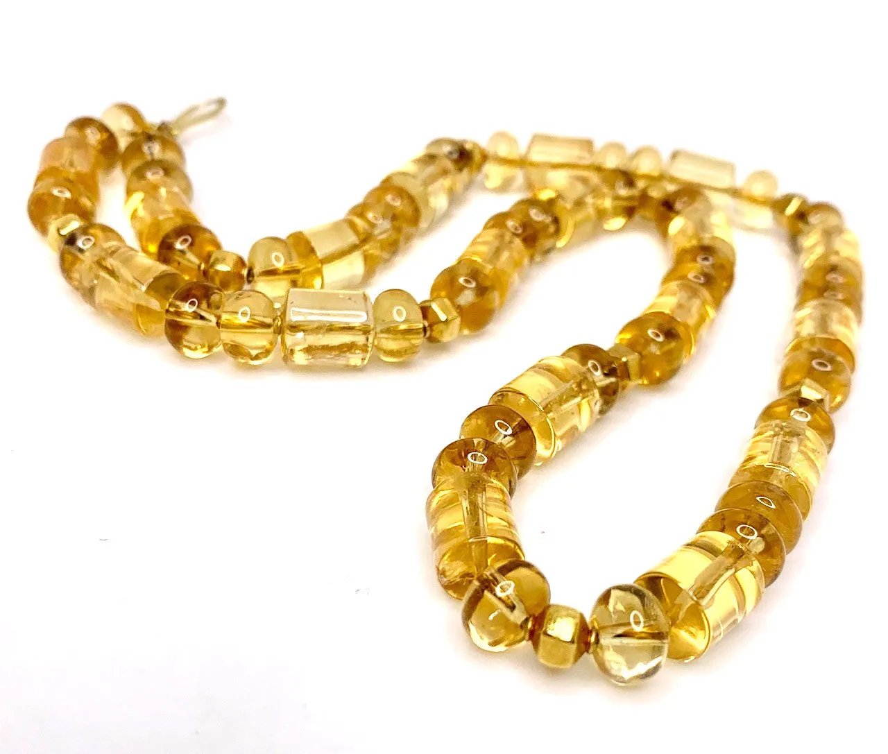 20-Inch Barrel-Shape Citrine Bead Necklace with 18k and 22k Yellow Gold Accents