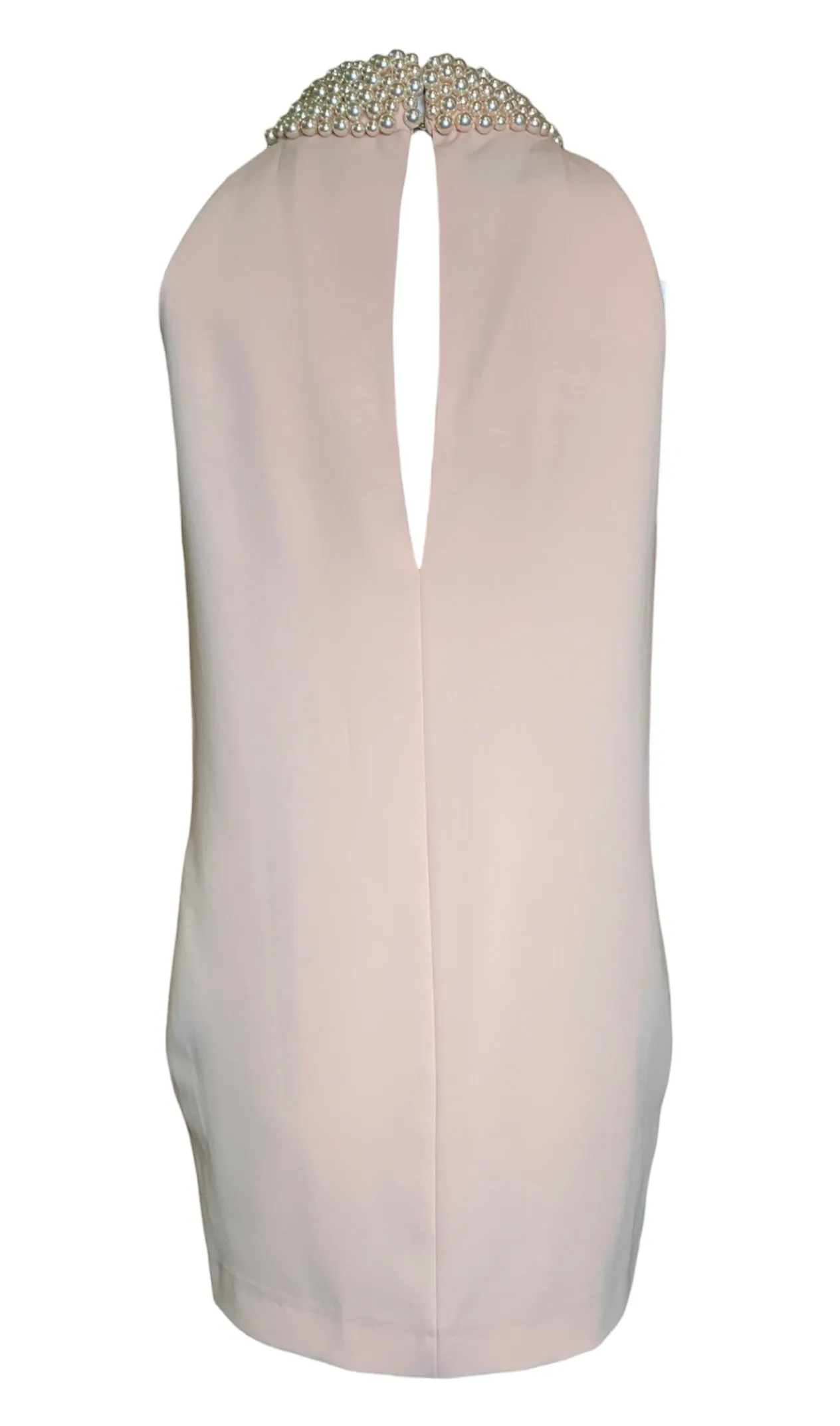 2000s Moschino Pale Pink Pearl Collar Necklace Shift Dress