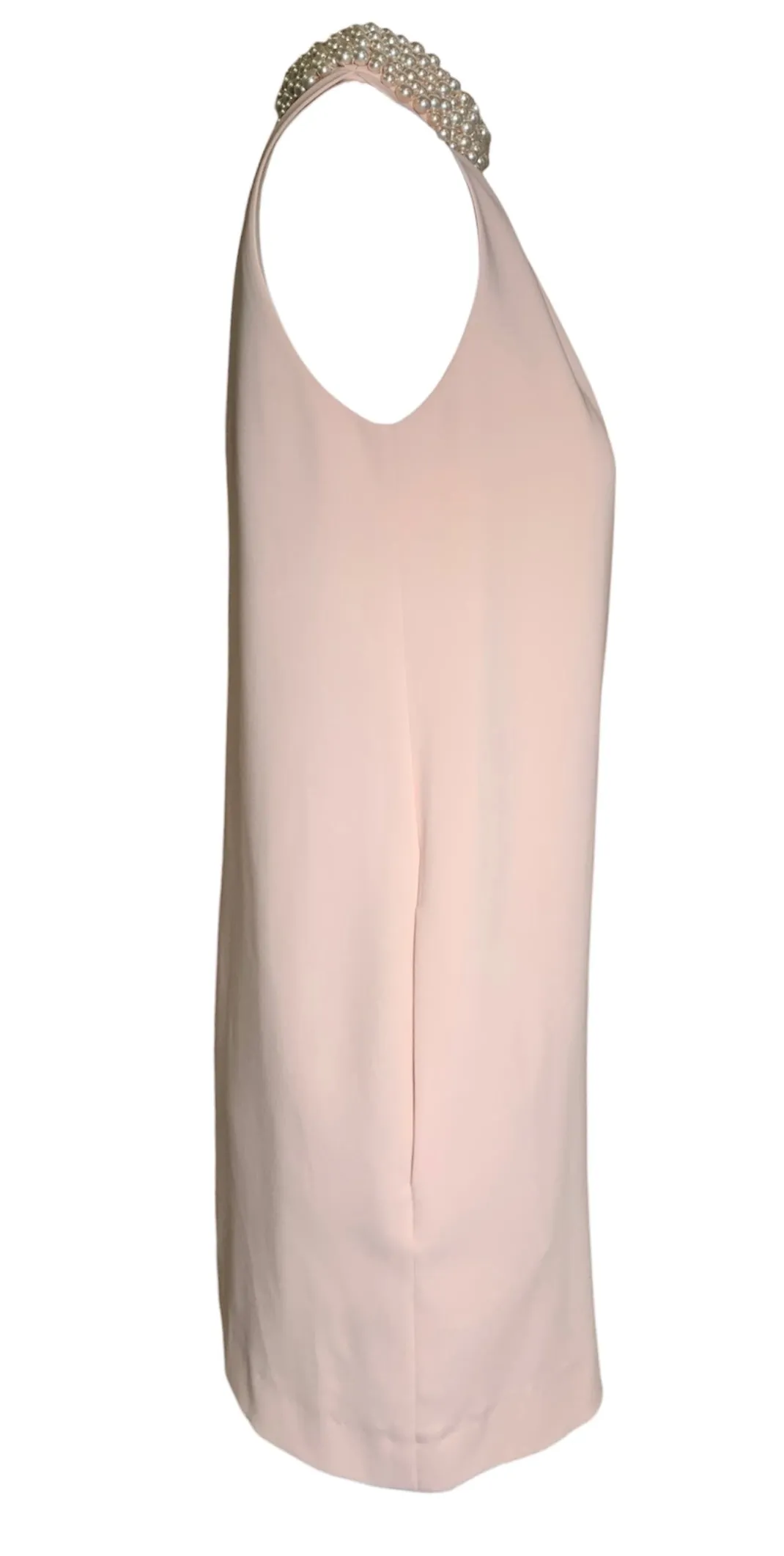 2000s Moschino Pale Pink Pearl Collar Necklace Shift Dress