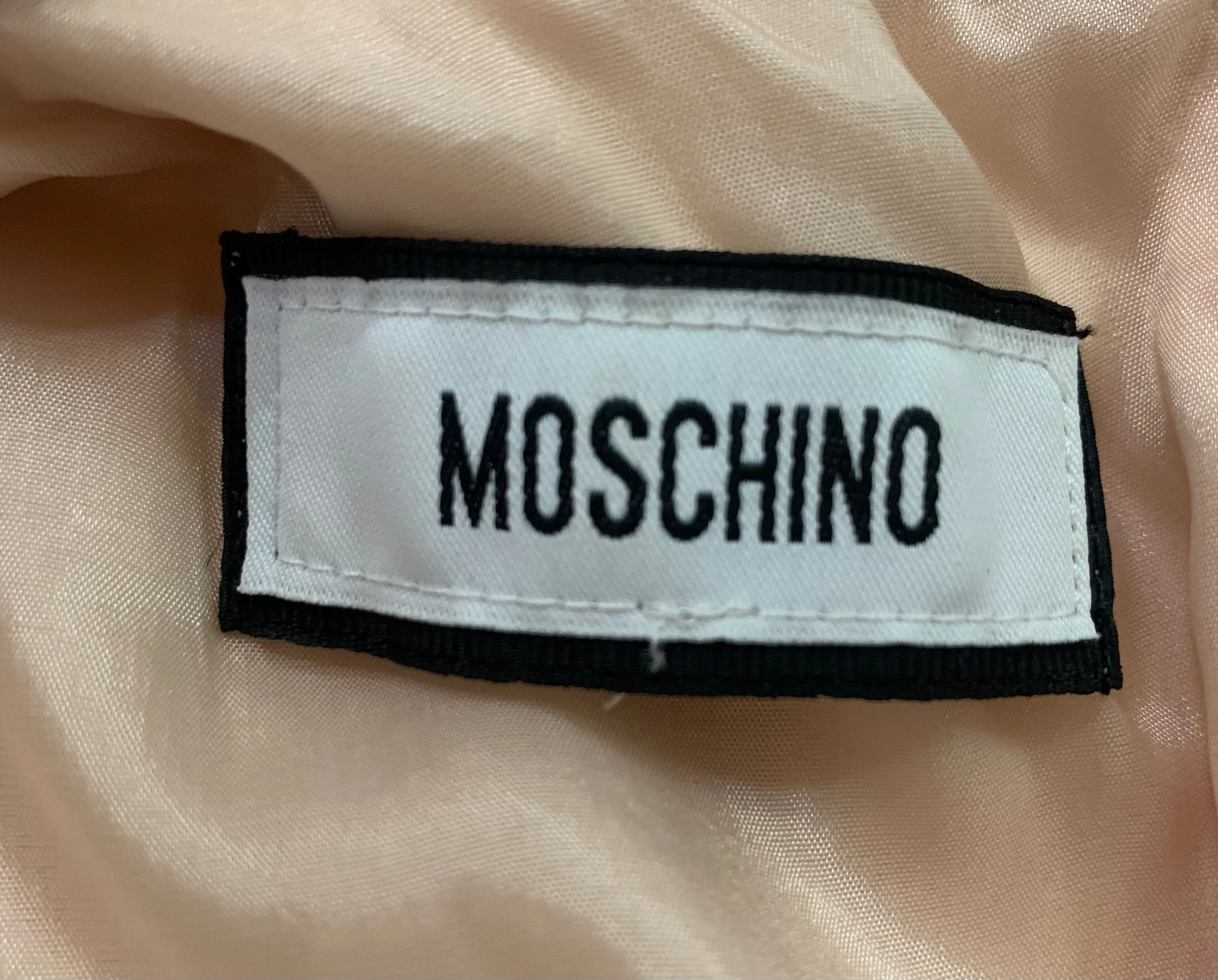 2000s Moschino Pale Pink Pearl Collar Necklace Shift Dress