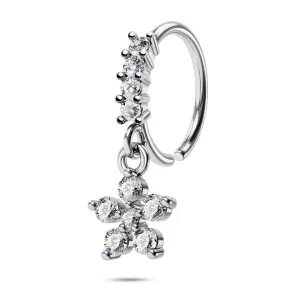 20G Flower Dangle Nose Ring Helix Earrings