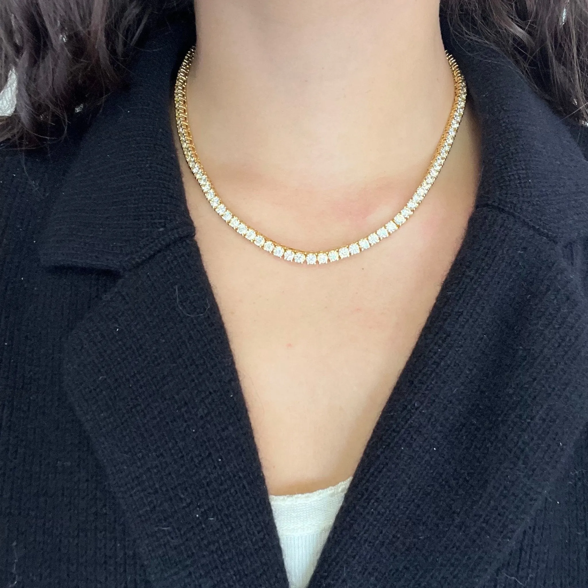 22.50ctw Round Brilliant Cut Diamond Tennis Necklace
