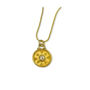22k Granulated Disk with Champagne Diamond
