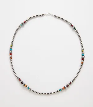 22" Sterling Silver Multi Stone Necklace
