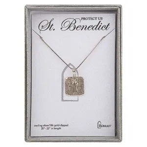 22"L Gold Benedict Necklace Sterling Silver  2" Ext Boxed