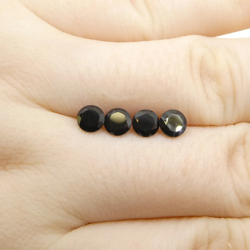 2.31ct 4 Stones - 5mm Brilliant Cut Round Black Spinel from Sri Lanka