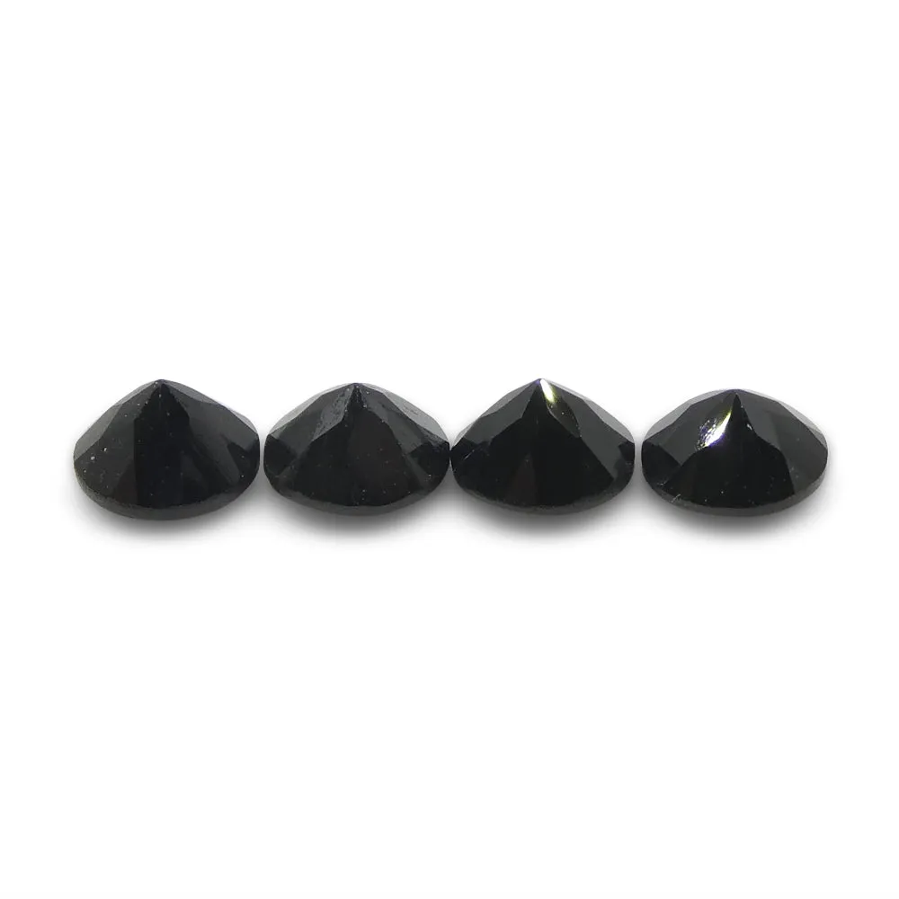 2.31ct 4 Stones - 5mm Brilliant Cut Round Black Spinel from Sri Lanka