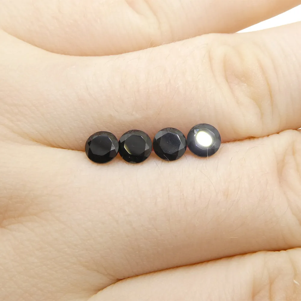 2.31ct 4 Stones - 5mm Brilliant Cut Round Black Spinel from Sri Lanka