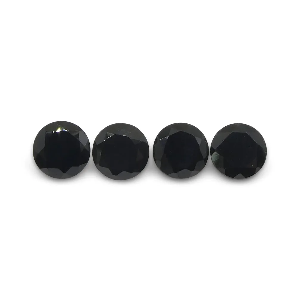 2.31ct 4 Stones - 5mm Brilliant Cut Round Black Spinel from Sri Lanka